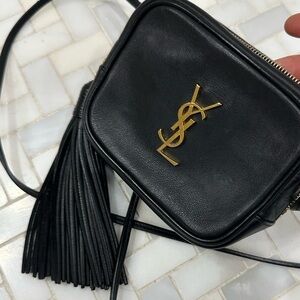 Yves Saint Laurent Black and Gold Crossbody Bag with Tassel